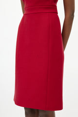 Prada Red Wool Strapless Dress