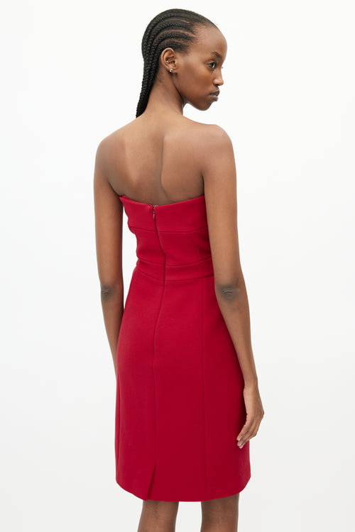 Prada Red Wool Strapless Dress