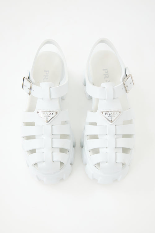 Prada Rubber Monolith Cage Sandal
