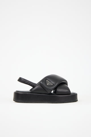 Prada Leather Logo Slingback Sandal