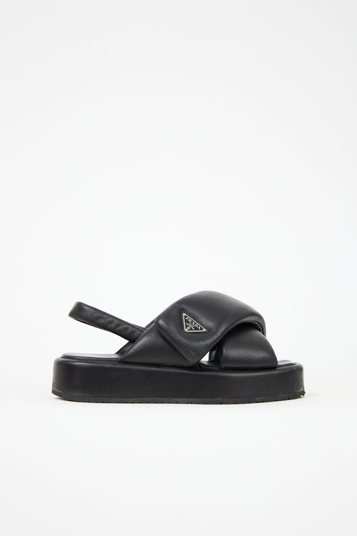 Prada Leather Logo Slingback Sandal