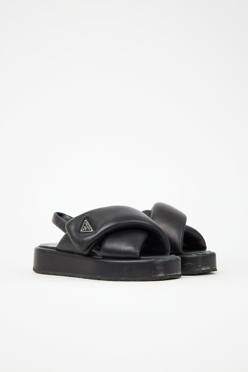 Prada Leather Logo Slingback Sandal