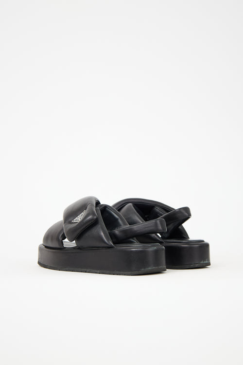 Prada Leather Logo Slingback Sandal