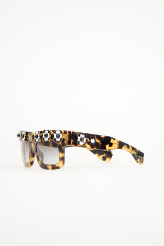 Prada SPR 25P Embellished Square Sunglasses