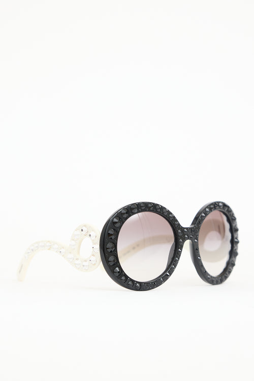 Prada SPR 31P Embellished Round Sunglasses