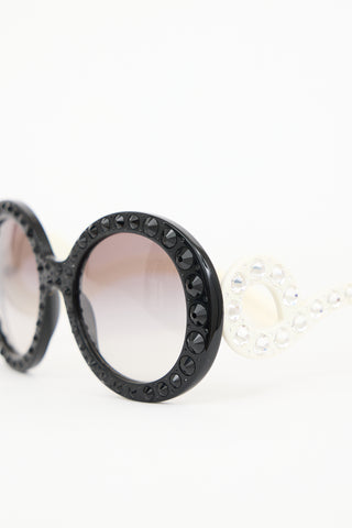 Prada SPR 31P Embellished Round Sunglasses