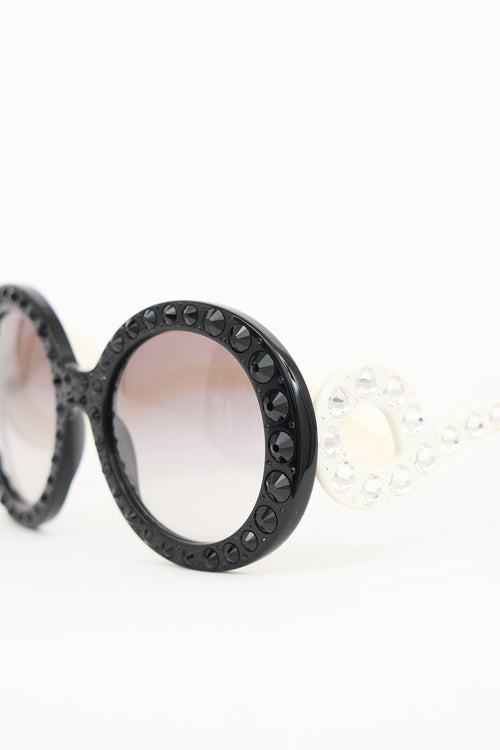 Prada SPR 31P Embellished Round Sunglasses