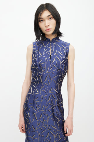 Prada SS 1997 Navy & Cream Floral Silk Dress