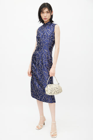 Prada SS 1997 Navy & Cream Floral Silk Dress