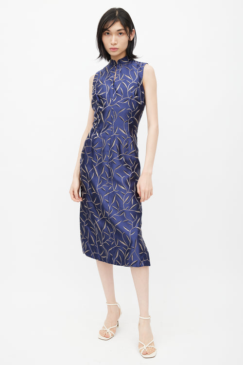 Prada SS 1997 Navy & Cream Floral Silk Dress
