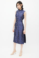 Prada SS 1997 Navy & Cream Floral Silk Dress