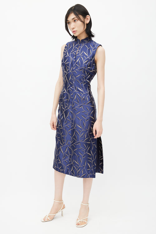 Prada SS 1997 Navy & Cream Floral Silk Dress