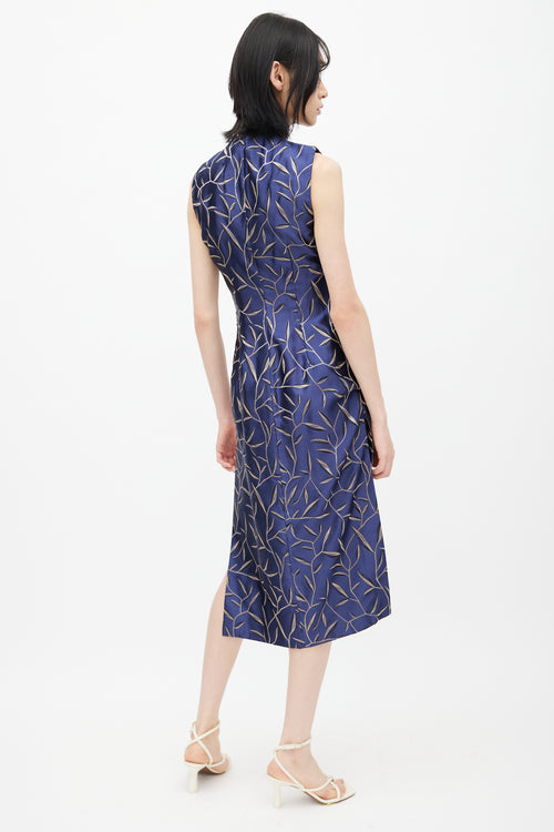 Prada SS 1997 Navy & Cream Floral Silk Dress