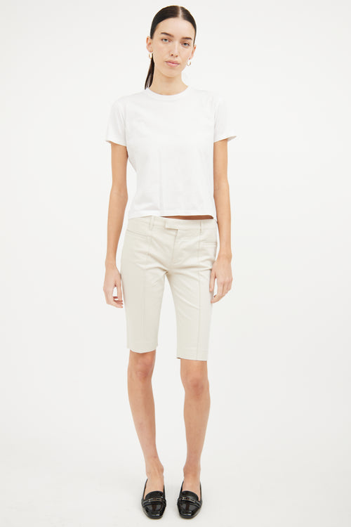 Prada White Simple Cropped T-Shirt