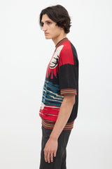 Prada SS 2014 Red & Multicolour Jacquard Short Sleeve Sweater