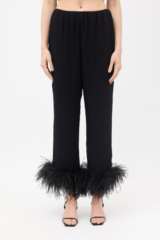 Prada SS 2017 Silk Feather Trim Trouser