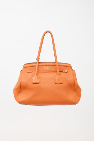 Prada Daino Leather Frame Tote Bag