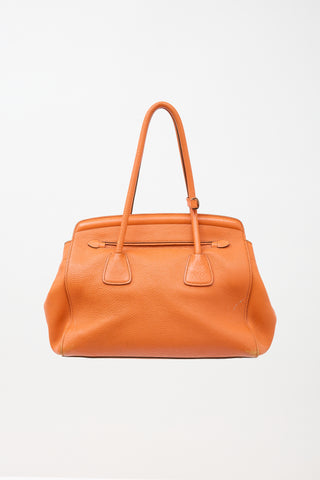 Prada Daino Leather Frame Tote Bag