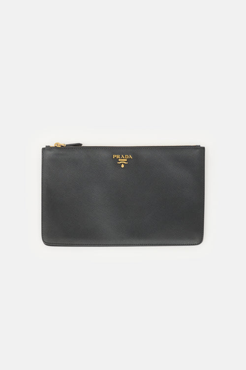 Prada Saffiano Leather Dual Snap Pouch
