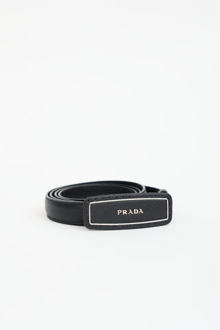 Prada Saffiano Leather Logo Plate Belt