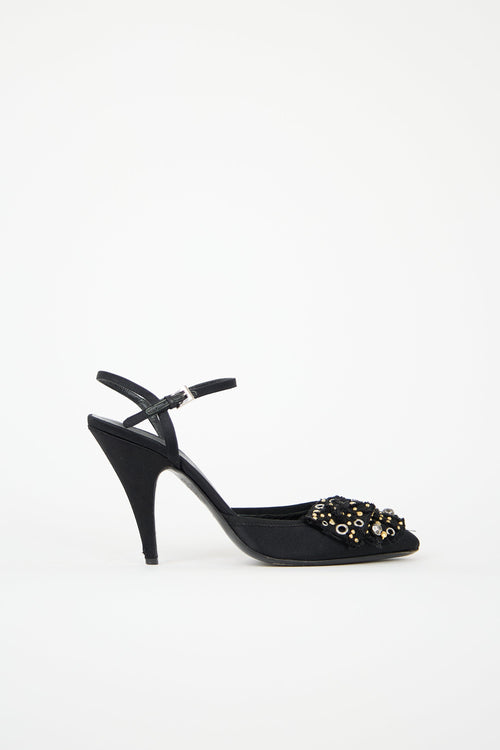 Prada Satin Embellished Heel