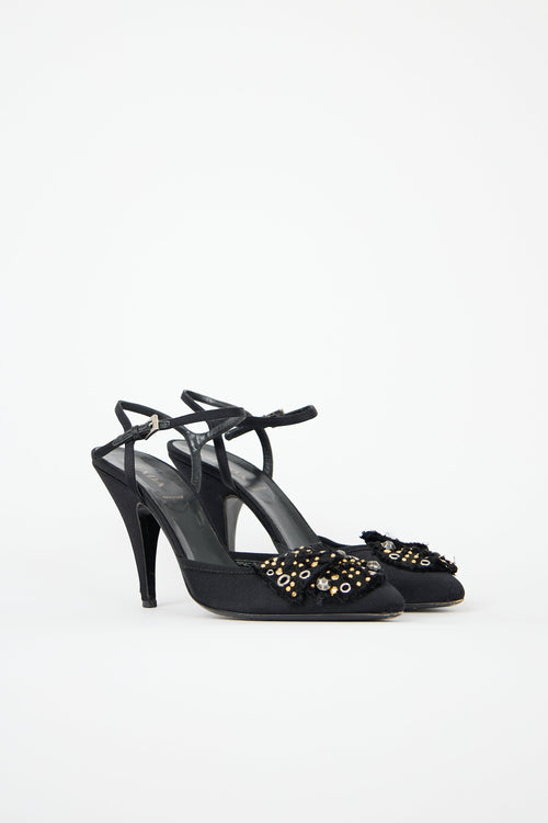 Prada Satin Embellished Heel