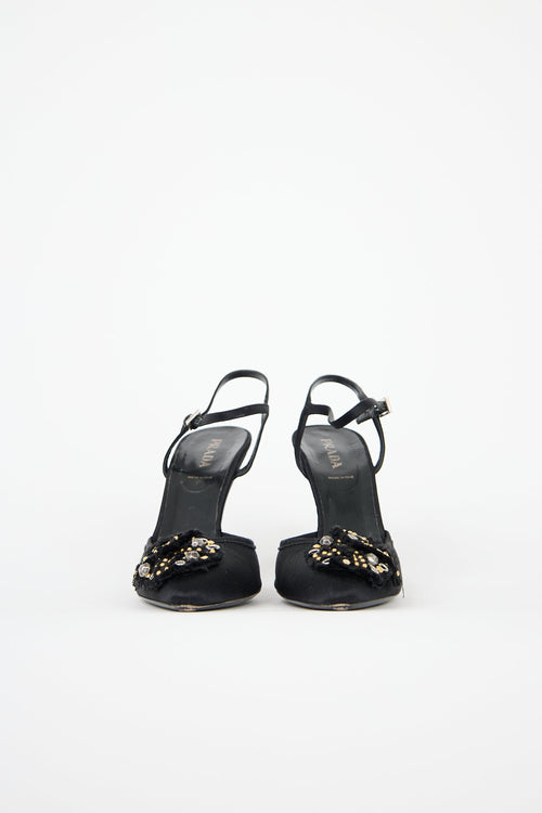 Prada Satin Embellished Heel