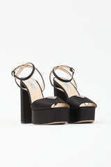 Prada Satin Logo Platform Sandal