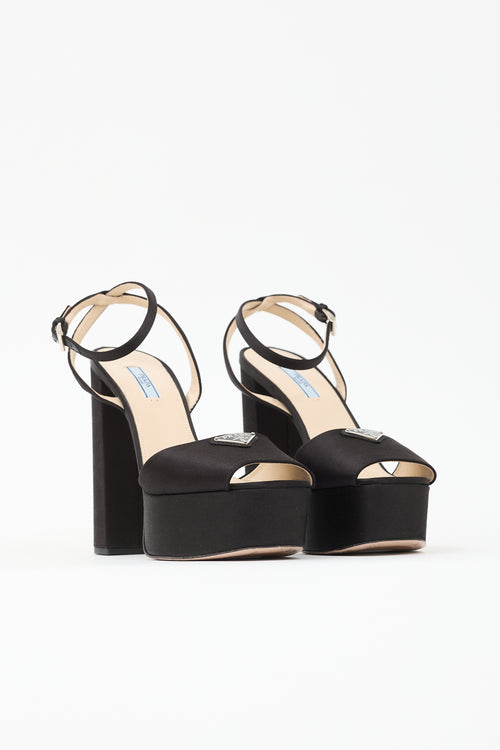 Prada Satin Logo Platform Sandal