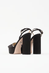 Prada Satin Logo Platform Sandal