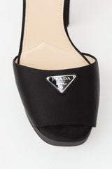 Prada Satin Logo Platform Sandal