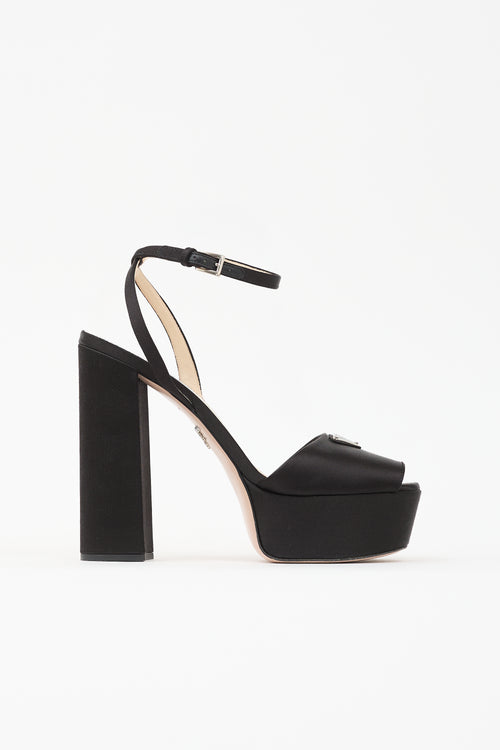 Prada Satin Logo Platform Sandal
