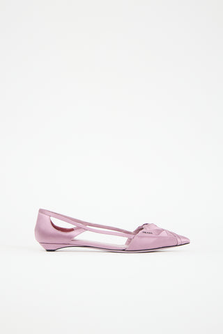 Prada Satin Pleated Cutout Ballet Flat