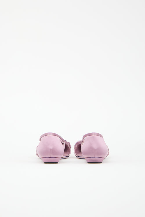 Prada Satin Pleated Cutout Ballet Flat