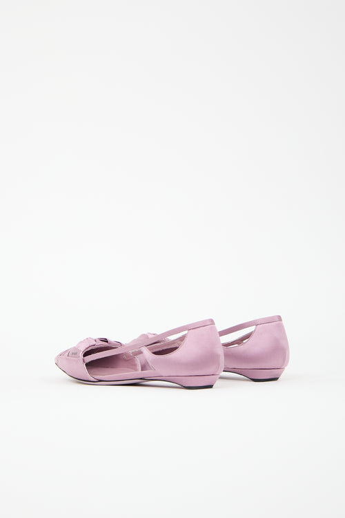 Prada Satin Pleated Cutout Ballet Flat