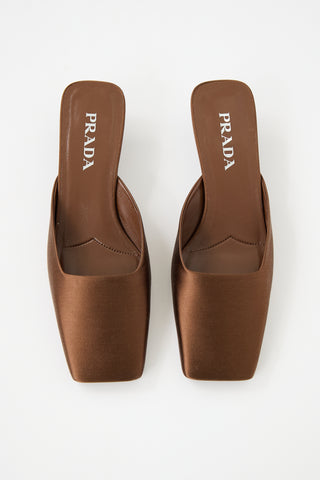 Prada Satin Square Toe Mule