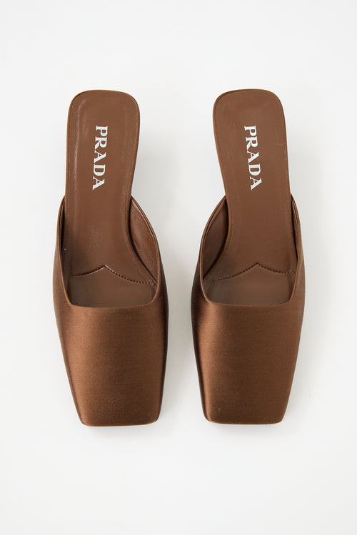 Prada Satin Square Toe Mule