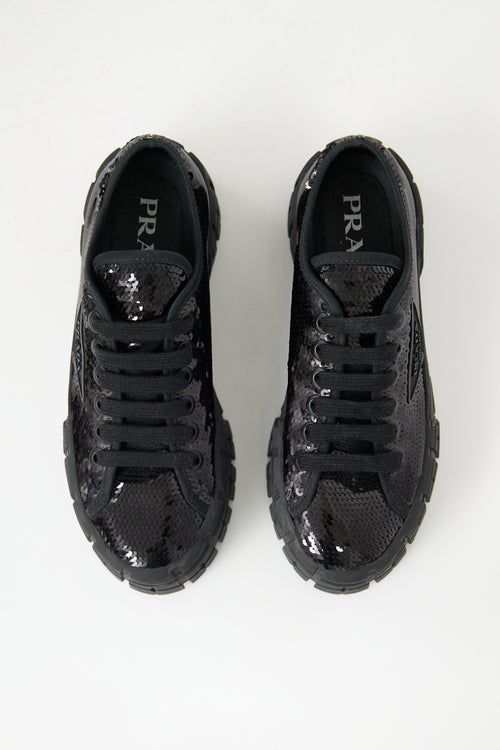 Prada Sequin Double Wheel Sneaker
