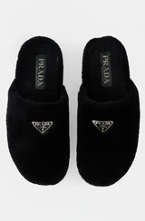 Prada Shearling Logo Mule