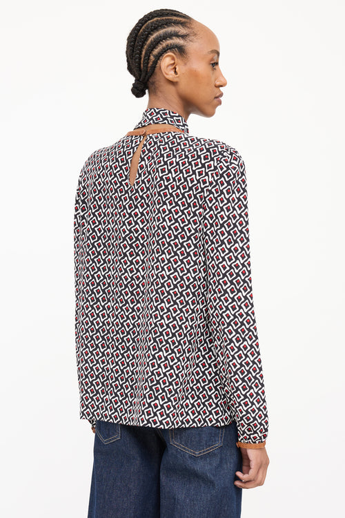 Prada Silk Patterned Tie Top