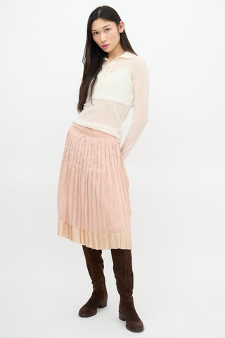Prada Silk Trim Pleated Skirt