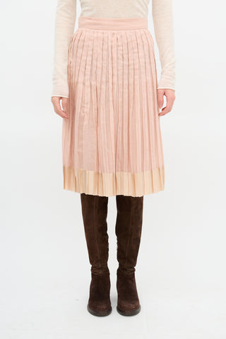 Prada Silk Trim Pleated Skirt