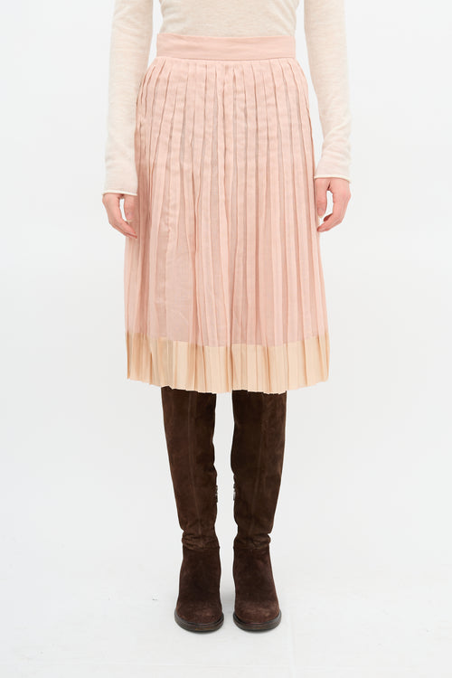 Prada Silk Trim Pleated Skirt