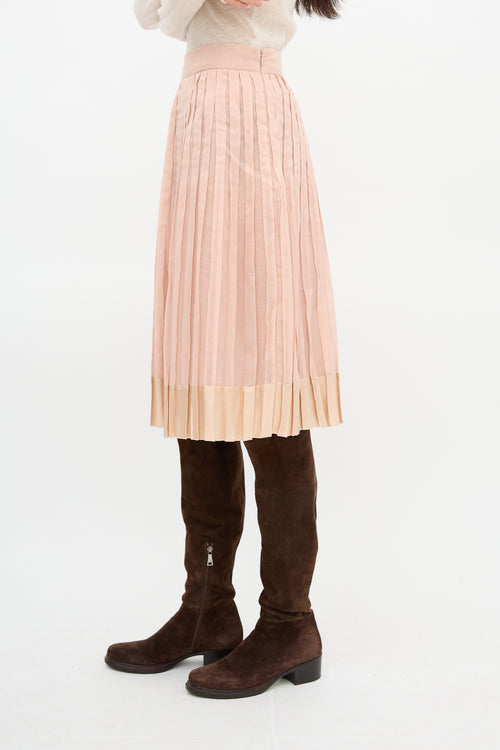 Prada Silk Trim Pleated Skirt