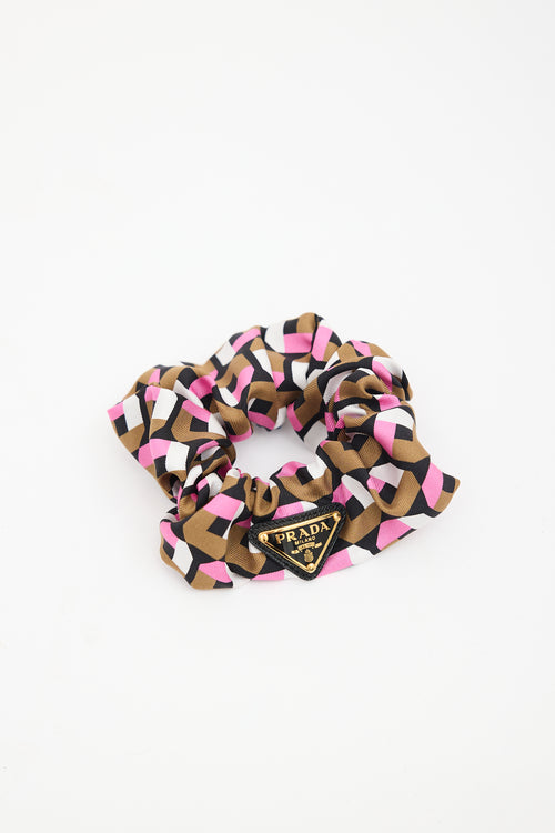Prada Silk Printed Logo Scrunchie