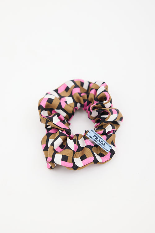 Prada Silk Printed Logo Scrunchie