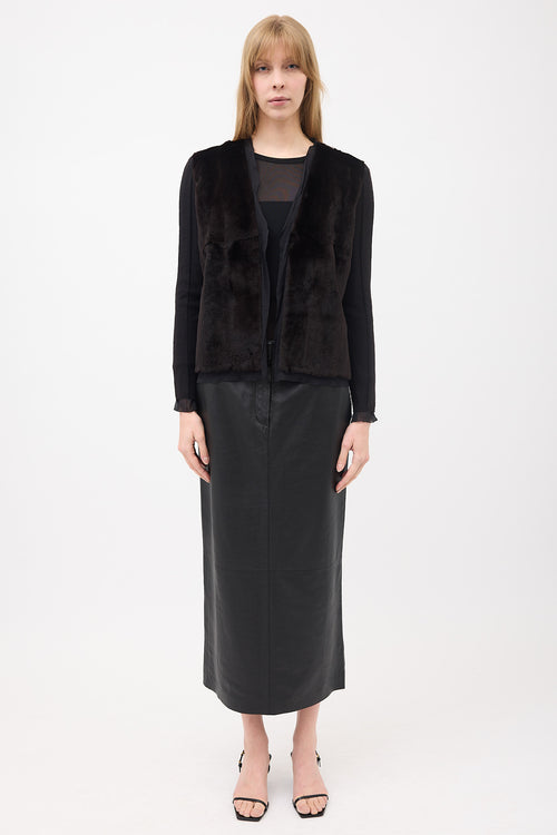 Prada 2000s Silk & Fur Cardigan