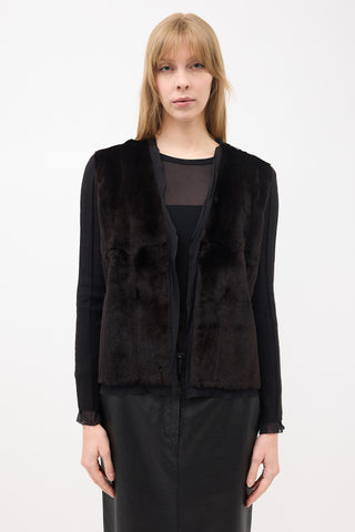 Prada 2000s Silk & Fur Cardigan