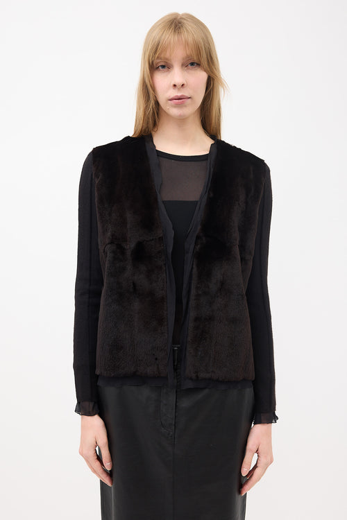 Prada 2000s Silk & Fur Cardigan