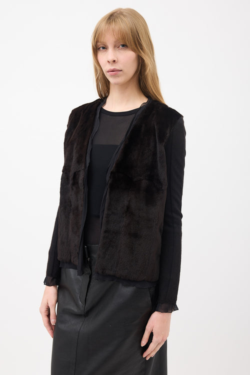 Prada 2000s Silk & Fur Cardigan